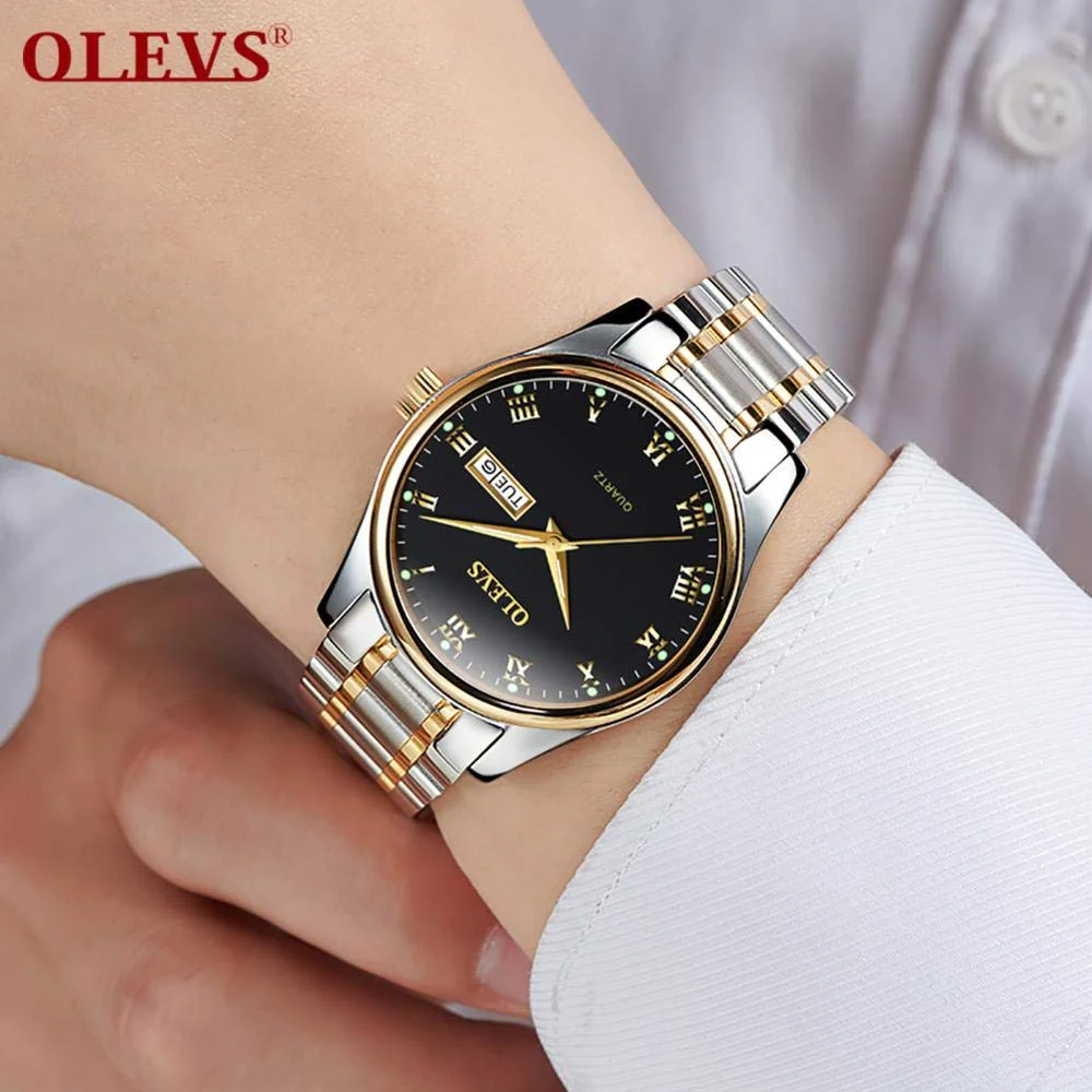 Mens Watches with Day and Date,Mens Dress Wrist Watch Casual Classic Stainless Steel Quartz Watch,Roman Numeral Watches for Men Black Calendar Wristwatch for Man,Mens Luminous Watch,Black Dial Watch - Image 7