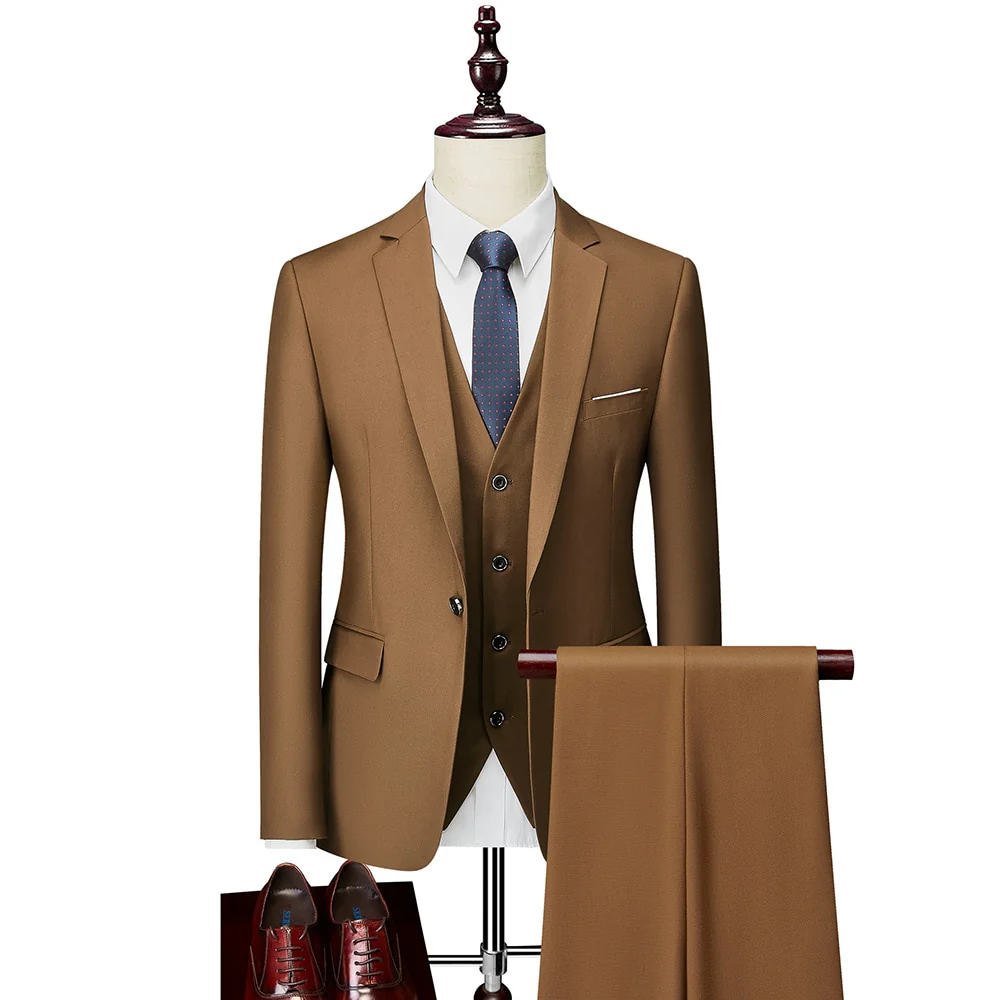 Mens Wedding Suits 3 Pieces Sets Blazer Vest Suit Pants Business Formal Dress Jacket