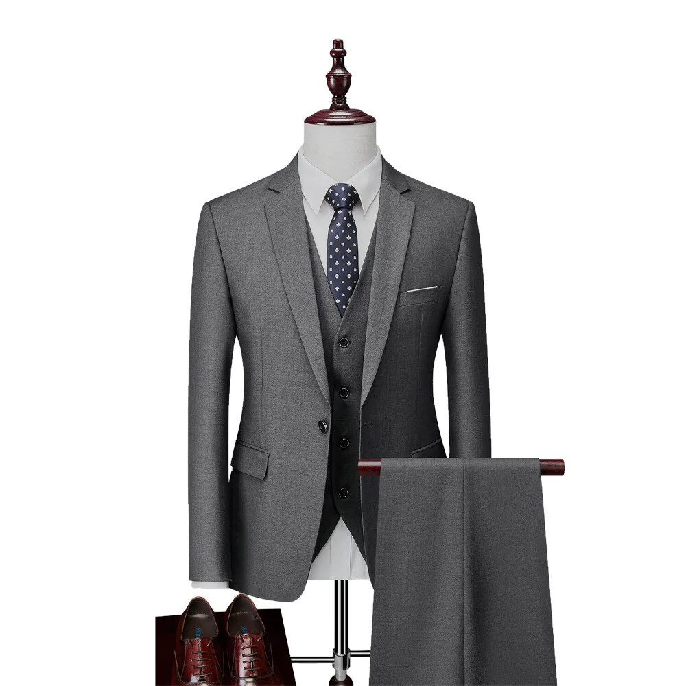 Mens Wedding Suits 3 Pieces Sets Blazer Vest Suit Pants Business Formal Dress Jacket - Image 10