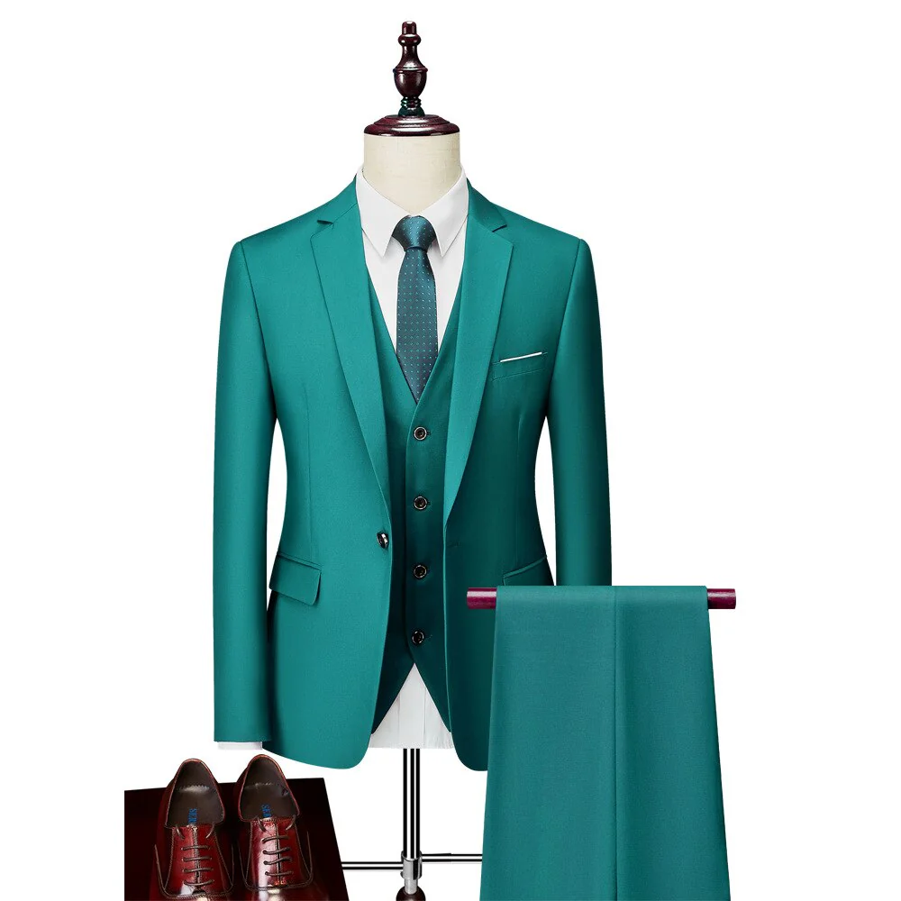 Mens Wedding Suits 3 Pieces Sets Blazer Vest Suit Pants Business Formal Dress Jacket - Image 11