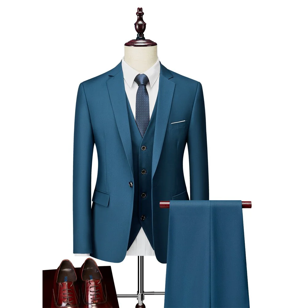 Mens Wedding Suits 3 Pieces Sets Blazer Vest Suit Pants Business Formal Dress Jacket - Image 14