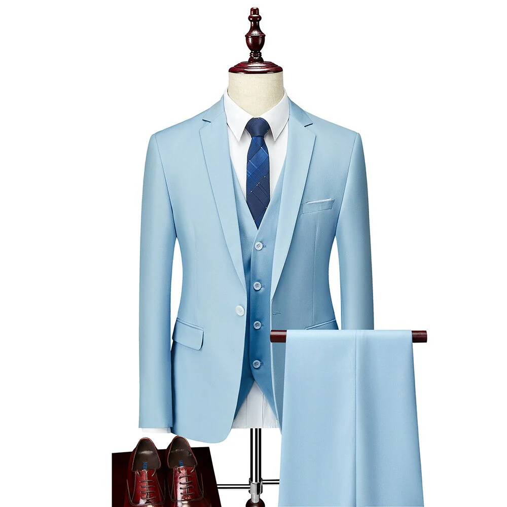 Mens Wedding Suits 3 Pieces Sets Blazer Vest Suit Pants Business Formal Dress Jacket - Image 4