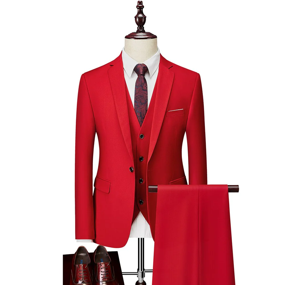 Mens Wedding Suits 3 Pieces Sets Blazer Vest Suit Pants Business Formal Dress Jacket - Image 5