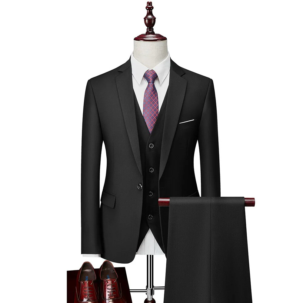 Mens Wedding Suits 3 Pieces Sets Blazer Vest Suit Pants Business Formal Dress Jacket - Image 6