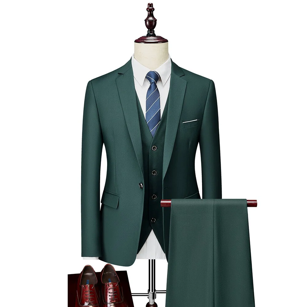 Mens Wedding Suits 3 Pieces Sets Blazer Vest Suit Pants Business Formal Dress Jacket - Image 8