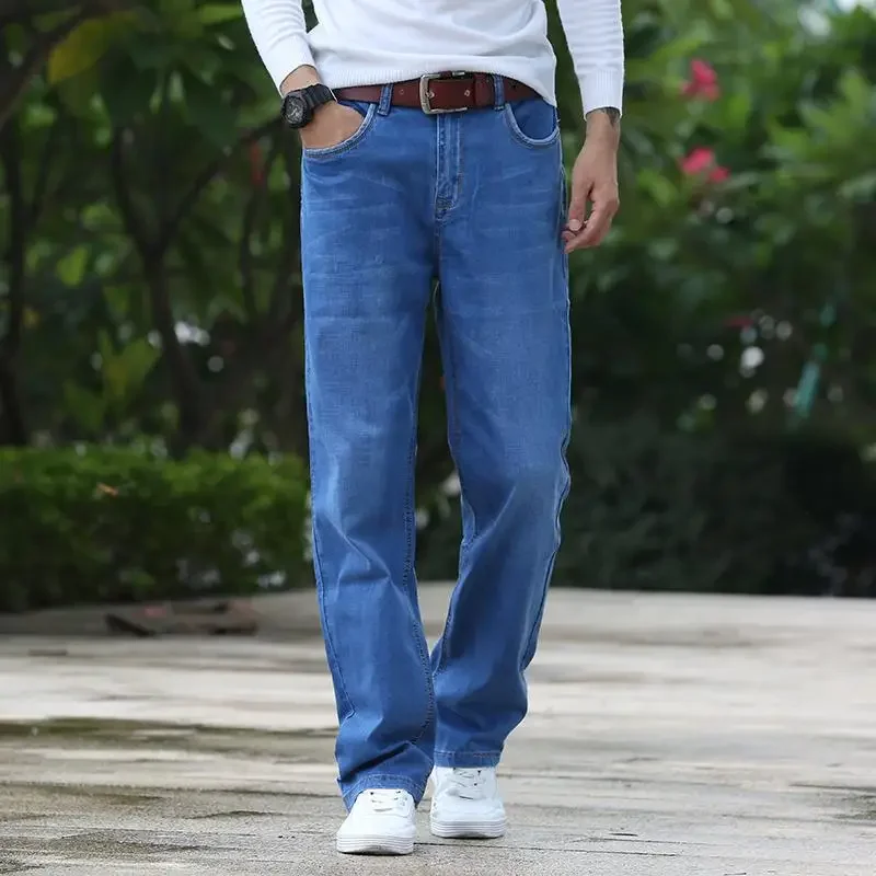 Mens Wide Leg Jeans Slightly Flared Slim Fit Famous Brand Blue Black jeans Designer Classic Male Stretch Denim pantd - Image 9
