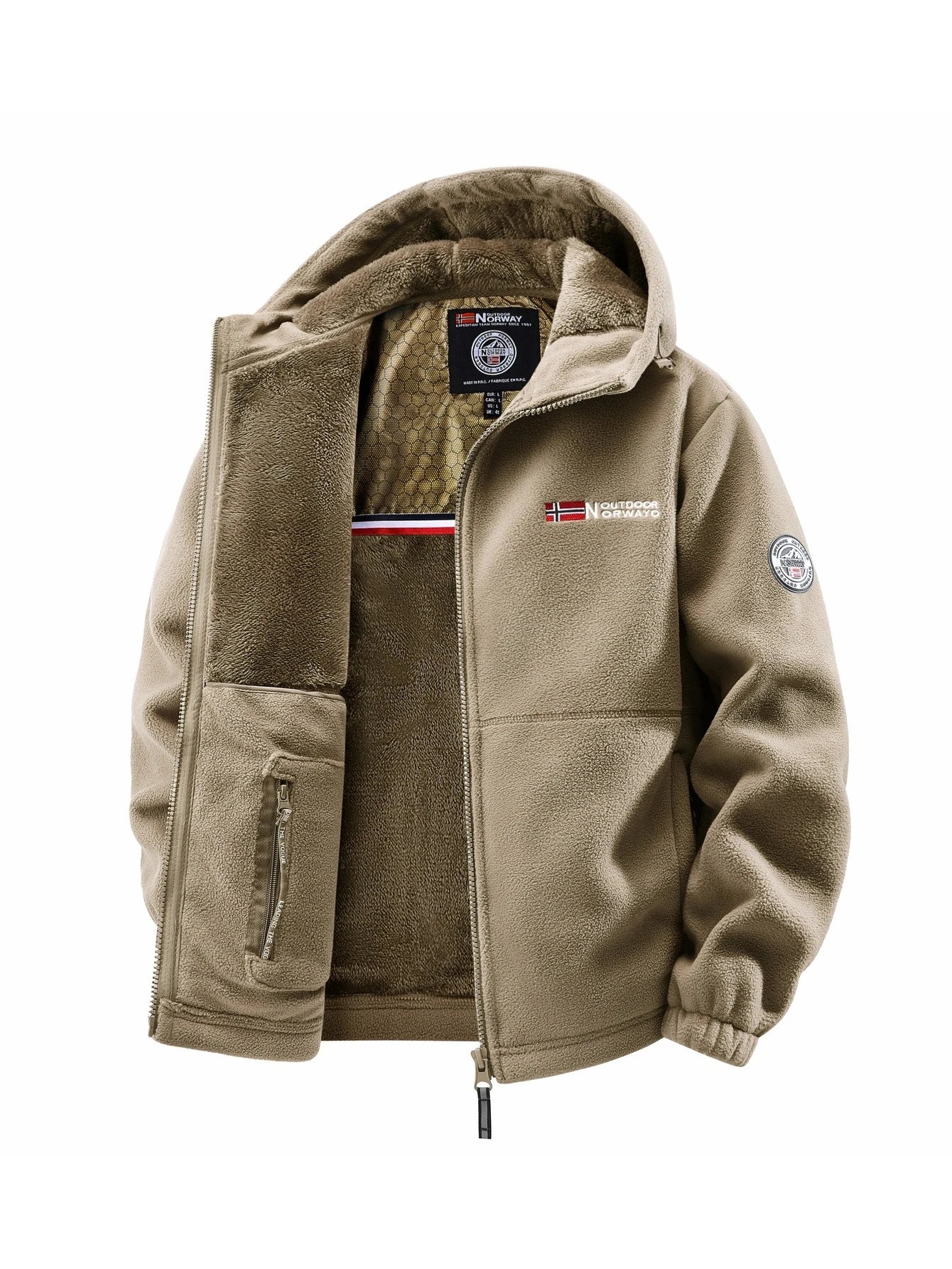 Men's Winter Fleece Hooded Jacket, Windproof and Warm, Suitable for Home Leisure, Sports, Running, Daily Commuting, Streetwear, and Vacation Wear. - Image 10