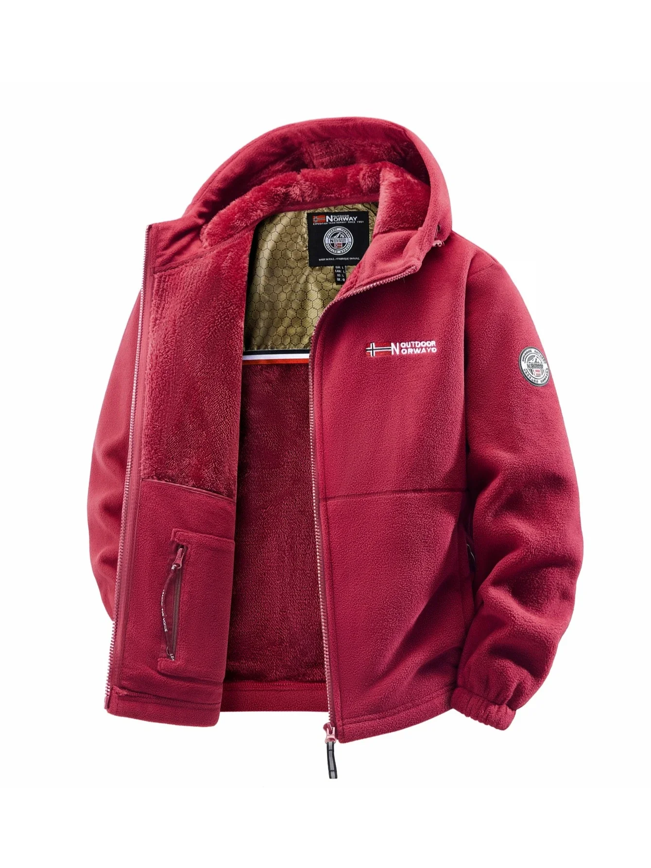 Men's Winter Fleece Hooded Jacket, Windproof and Warm, Suitable for Home Leisure, Sports, Running, Daily Commuting, Streetwear, and Vacation Wear. - Image 11