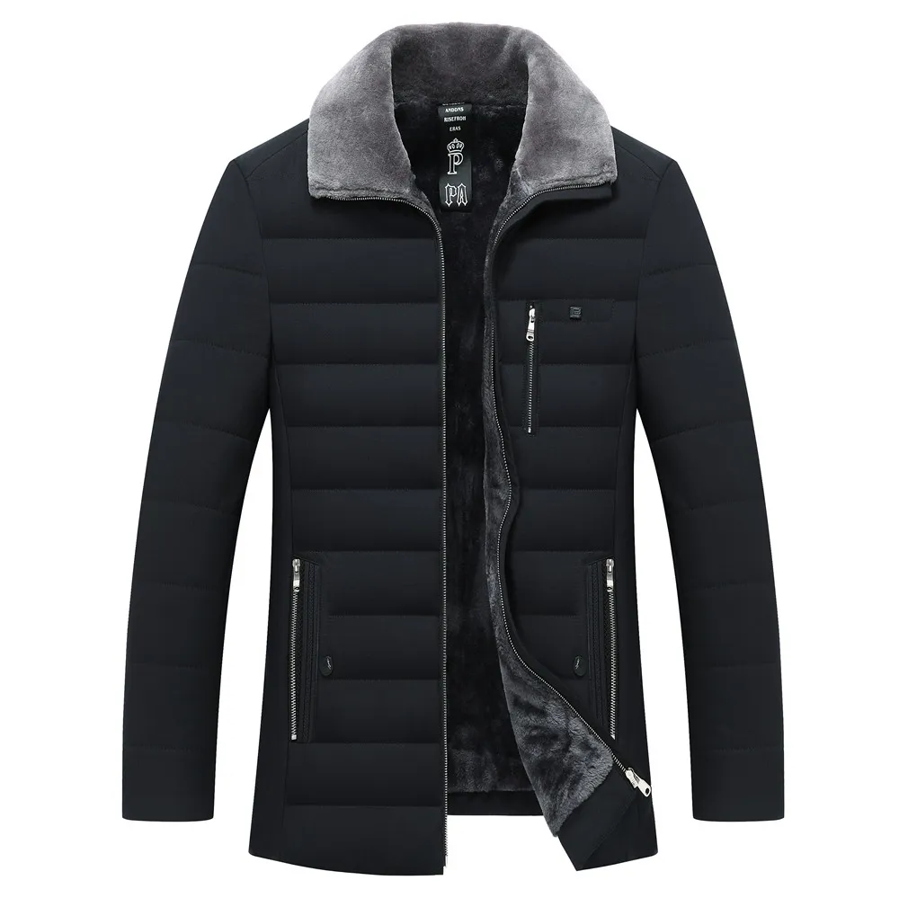 Men's Winter Parkas Fur Collar Windbreaker Cotton Padded Anorak Thick Warm Jackets Coats Male Casual Fleece Parkas Men Clothing - Image 7