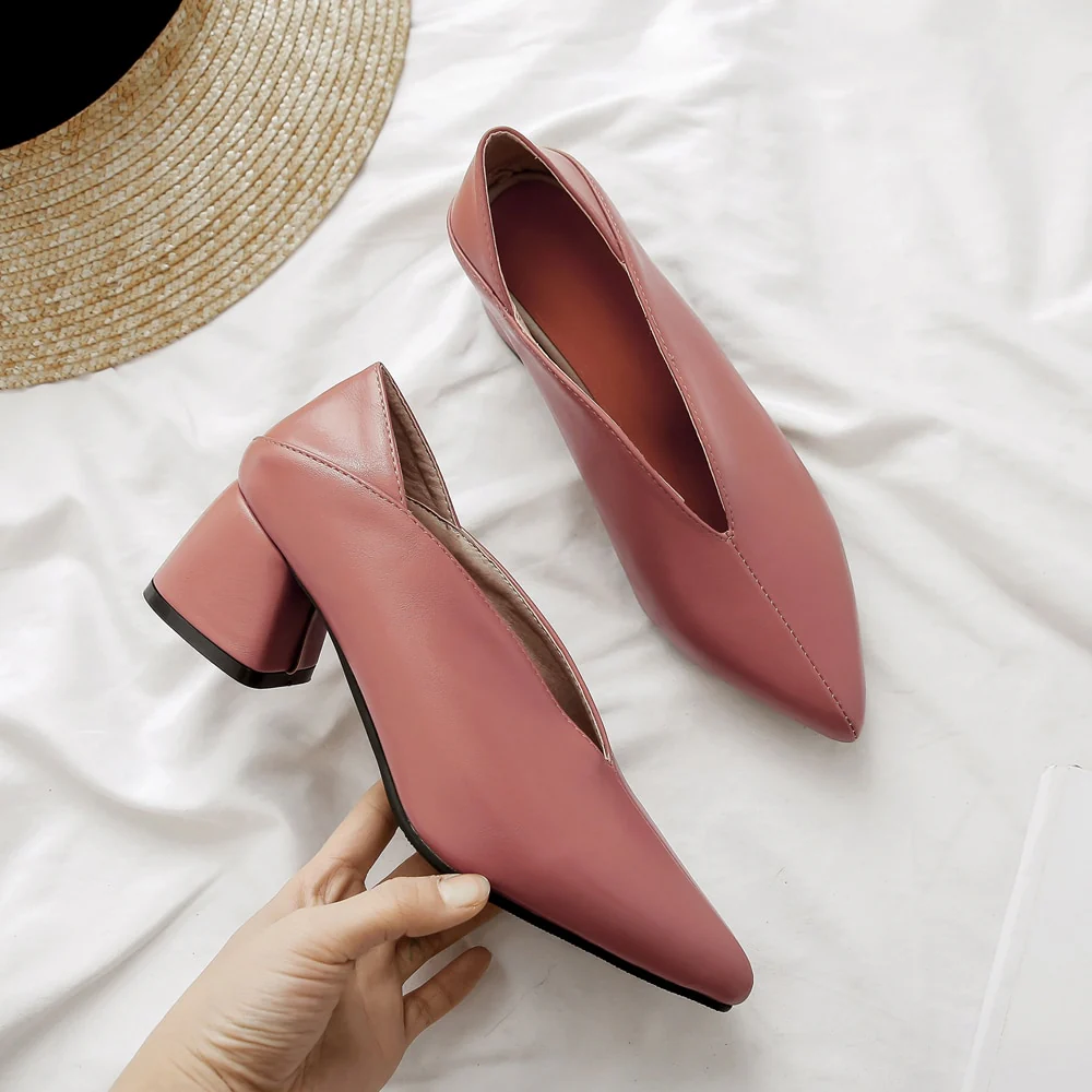 Meotina High Heels Women Pumps Fashion Square High Heels Mules Shoes Pointed Toe Office Ladies Shoes Spring New Large Size 33-46 - Image 5