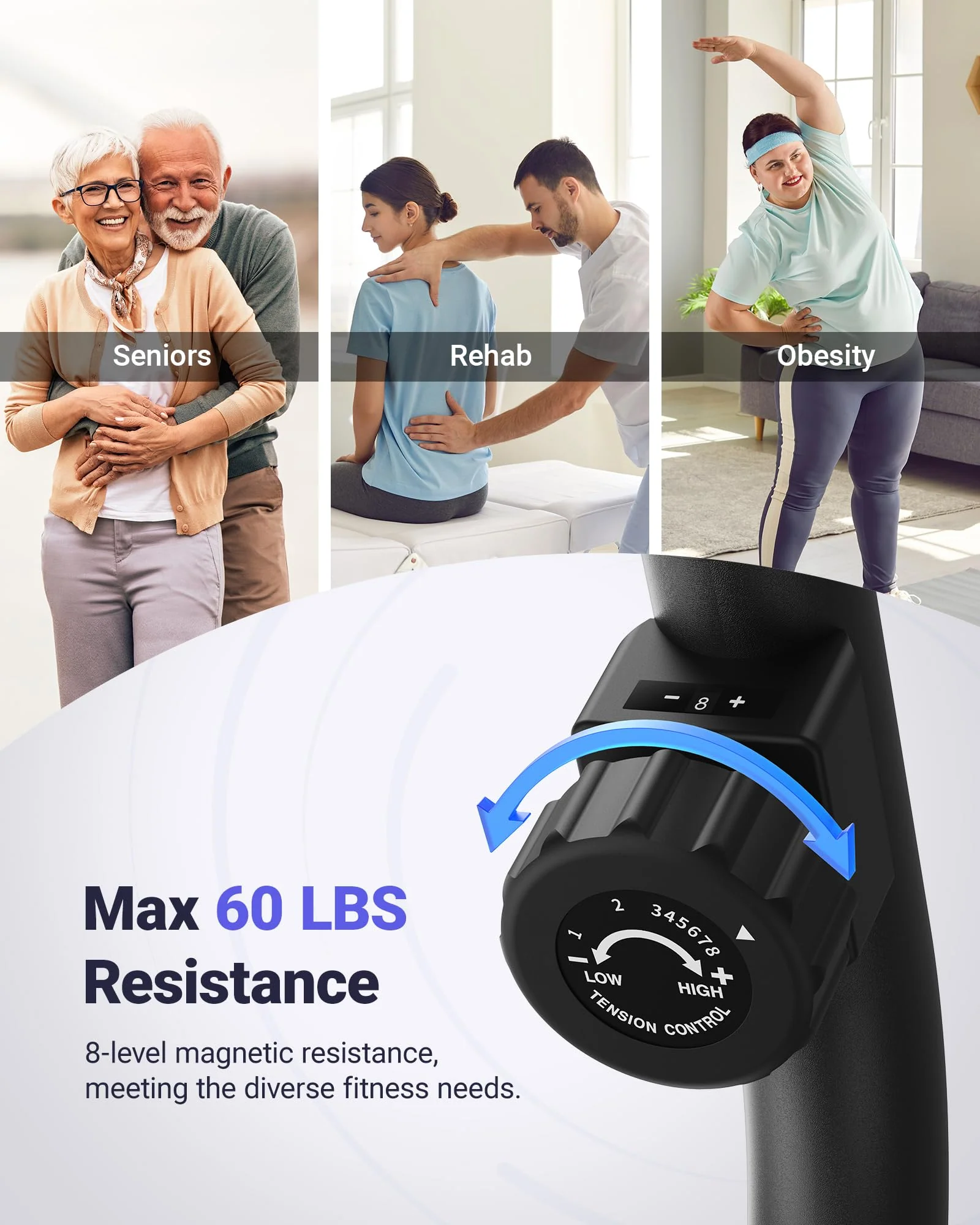 MERACH Recumbent Exercise Bike for Home with Smart Bluetooth and Exclusive App Connectivity, LCD, Heart Rate Handle, Magnetic Recumbent Bikes S08 - Image 5
