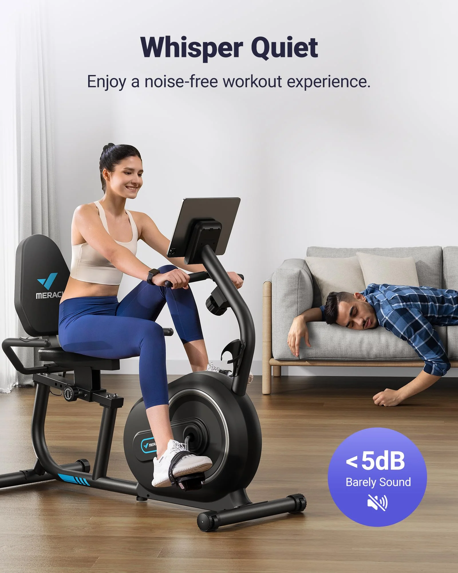 MERACH Recumbent Exercise Bike for Home with Smart Bluetooth and Exclusive App Connectivity, LCD, Heart Rate Handle, Magnetic Recumbent Bikes S08 - Image 7