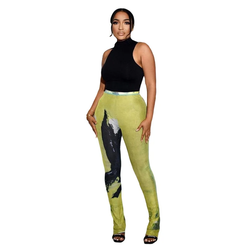 Mesh Print Aesthetic Women Pants Y2k Streetwear High Waist Micro Flared Slim Fit Trousers Casual Fashion Party Clubwear - Image 6