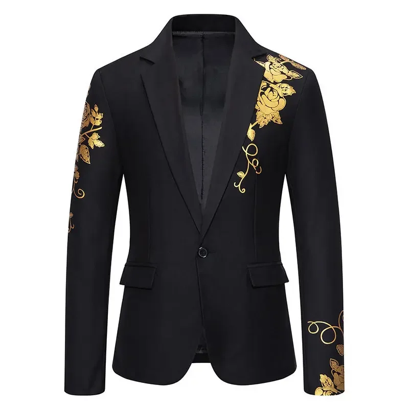 Metal-printed Men's Long-sleeved Suit Jacket, White V-neck Blazers, Wine Red Wedding Party Performance Coat.European Sizes M-3XL - Image 13