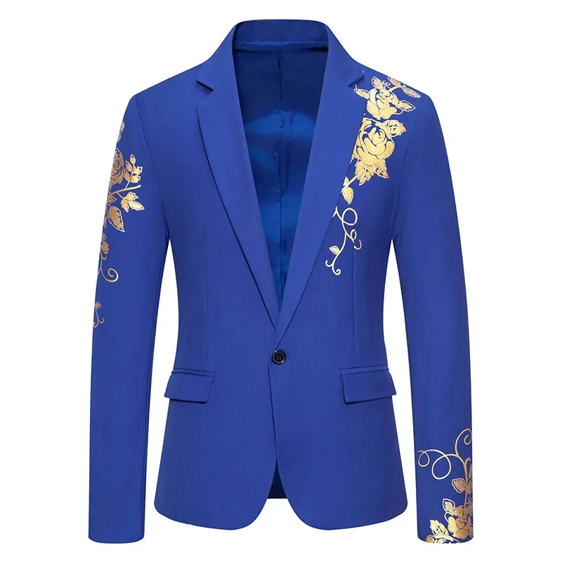 Metal-printed Men's Long-sleeved Suit Jacket, White V-neck Blazers, Wine Red Wedding Party Performance Coat.European Sizes M-3XL - Image 25