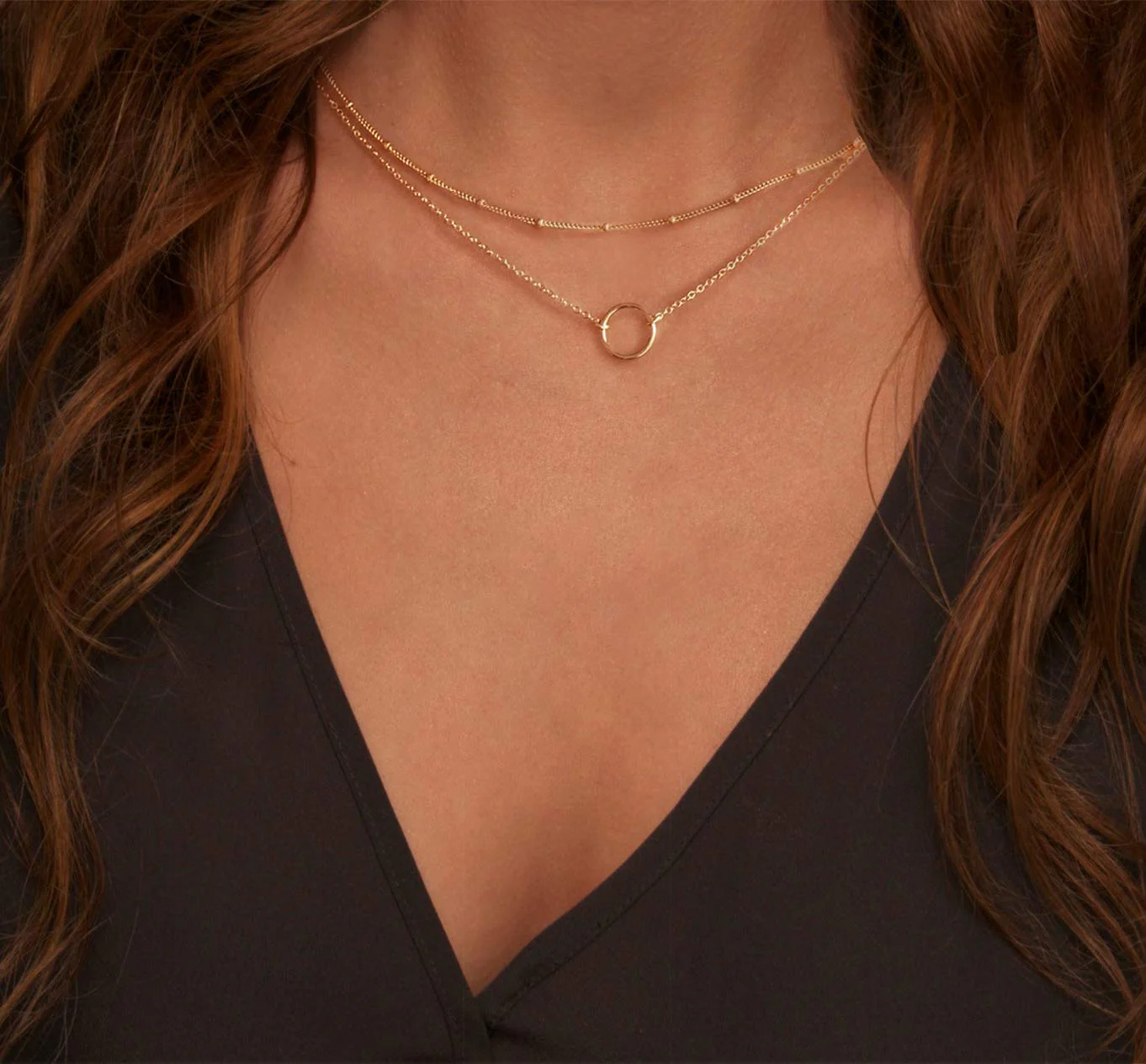 MEVECCO Gold Layered Choker Necklace for Women,18K Gold Plated Cute Dainty Karma Round Circle Disc Charm Small Beaded Satellite Chain Minimalist Choker Necklace for Girls - Image 5