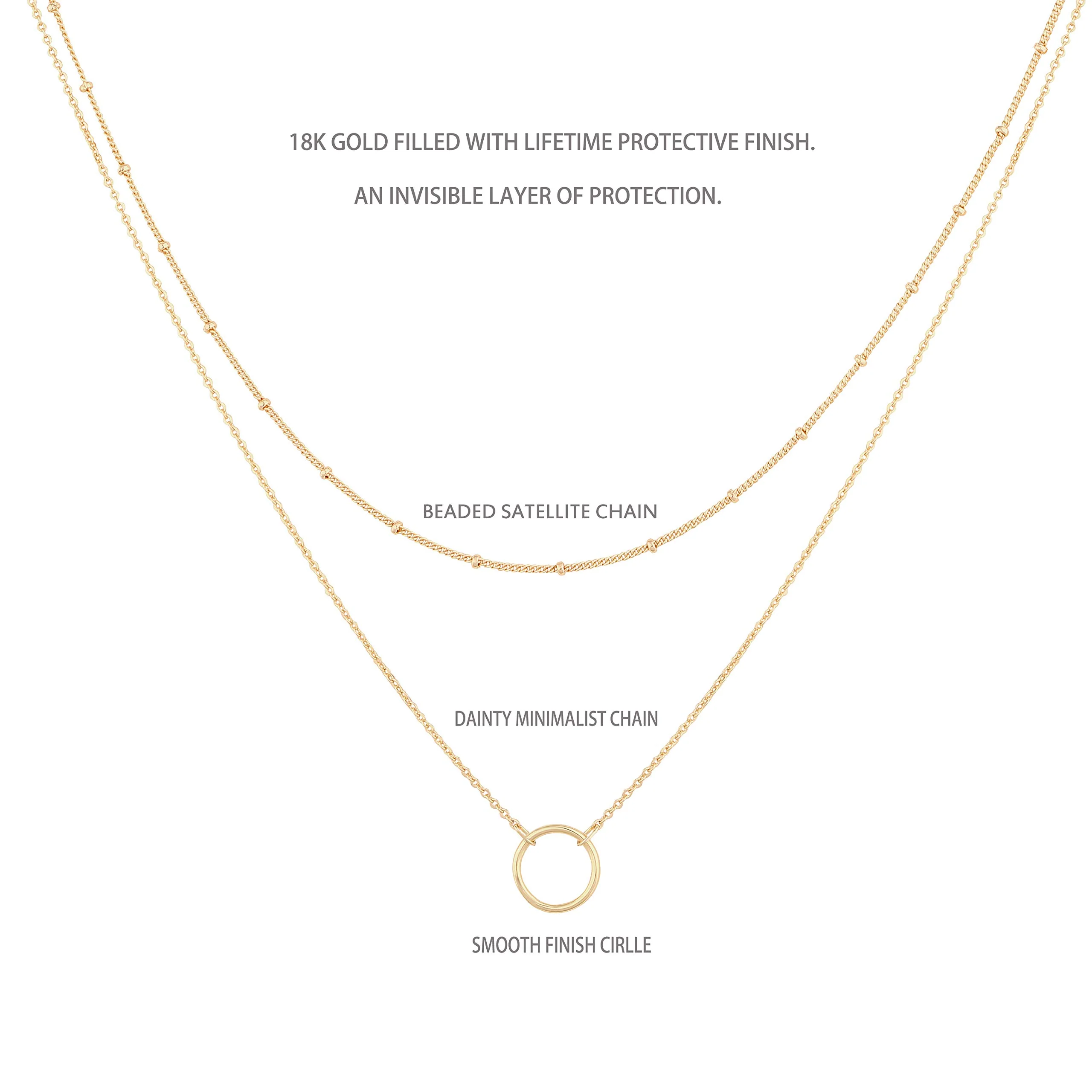 MEVECCO Gold Layered Choker Necklace for Women,18K Gold Plated Cute Dainty Karma Round Circle Disc Charm Small Beaded Satellite Chain Minimalist Choker Necklace for Girls - Image 7