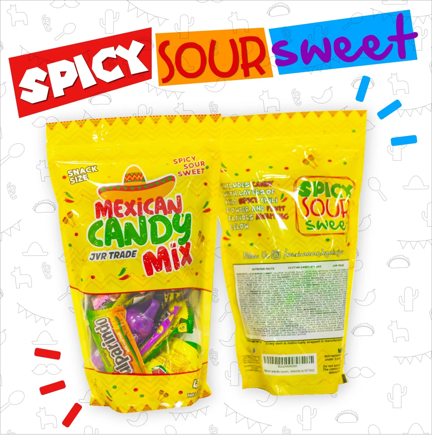 Mexican Candy Mix Assortment Snack (42 Count) Dulces Mexicanos Variety Of Best Sellers Spicy, Sweet, and Sour Bulk candies, Includes Luca, Pelon, Pulparindo, Rellerindo, by JVR TRADE - Image 4