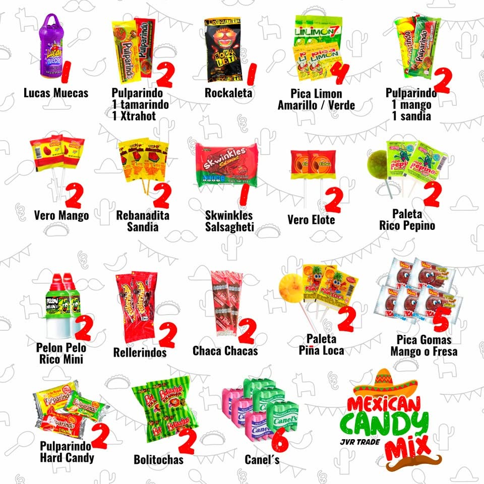 Mexican Candy Mix Assortment Snack (42 Count) Dulces Mexicanos Variety Of Best Sellers Spicy, Sweet, and Sour Bulk candies, Includes Luca, Pelon, Pulparindo, Rellerindo, by JVR TRADE - Image 5