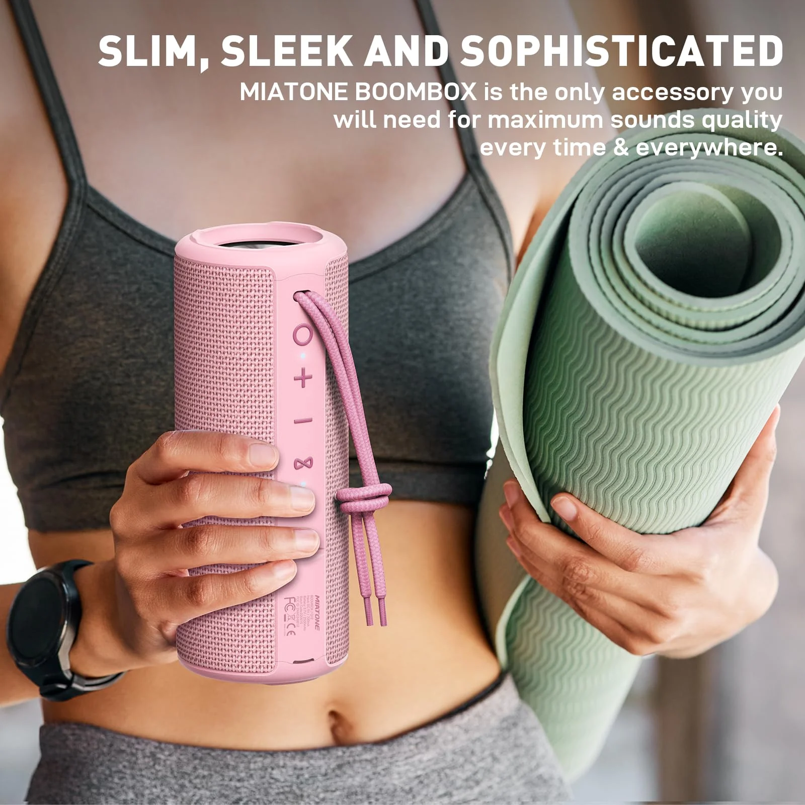 MIATONE Outdoor Portable Bluetooth Speakers Wireless Speaker Waterproof - Pink - Image 3