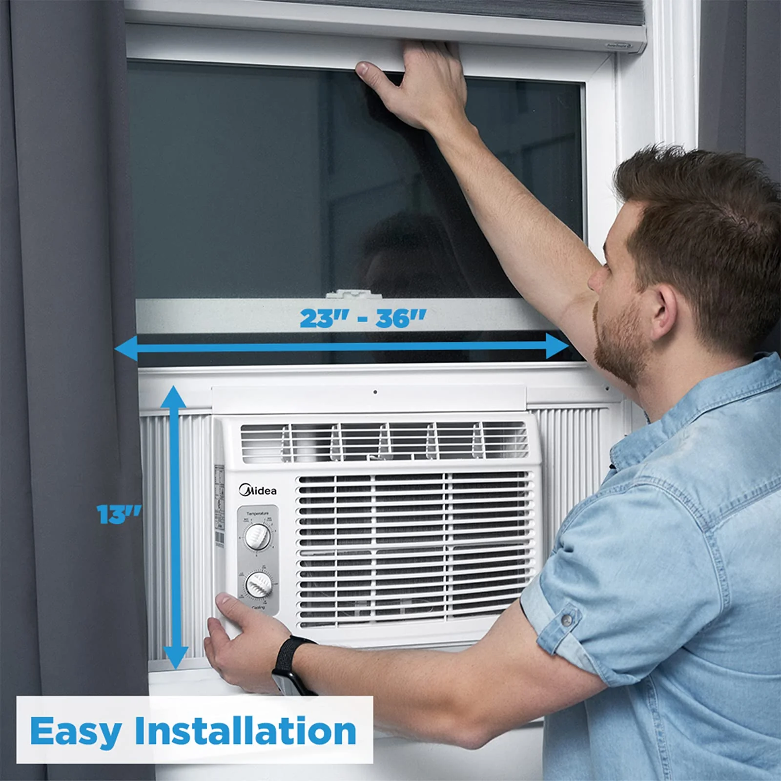 Midea 5,000 BTU EasyCool Small Window Air Conditioner - Cool up to 150 Sq. Ft. with Easy-to-Use Mechanical Controls and Reusable Filter, Perfect for Small Bedroom, Living Room, Home Office - Image 3
