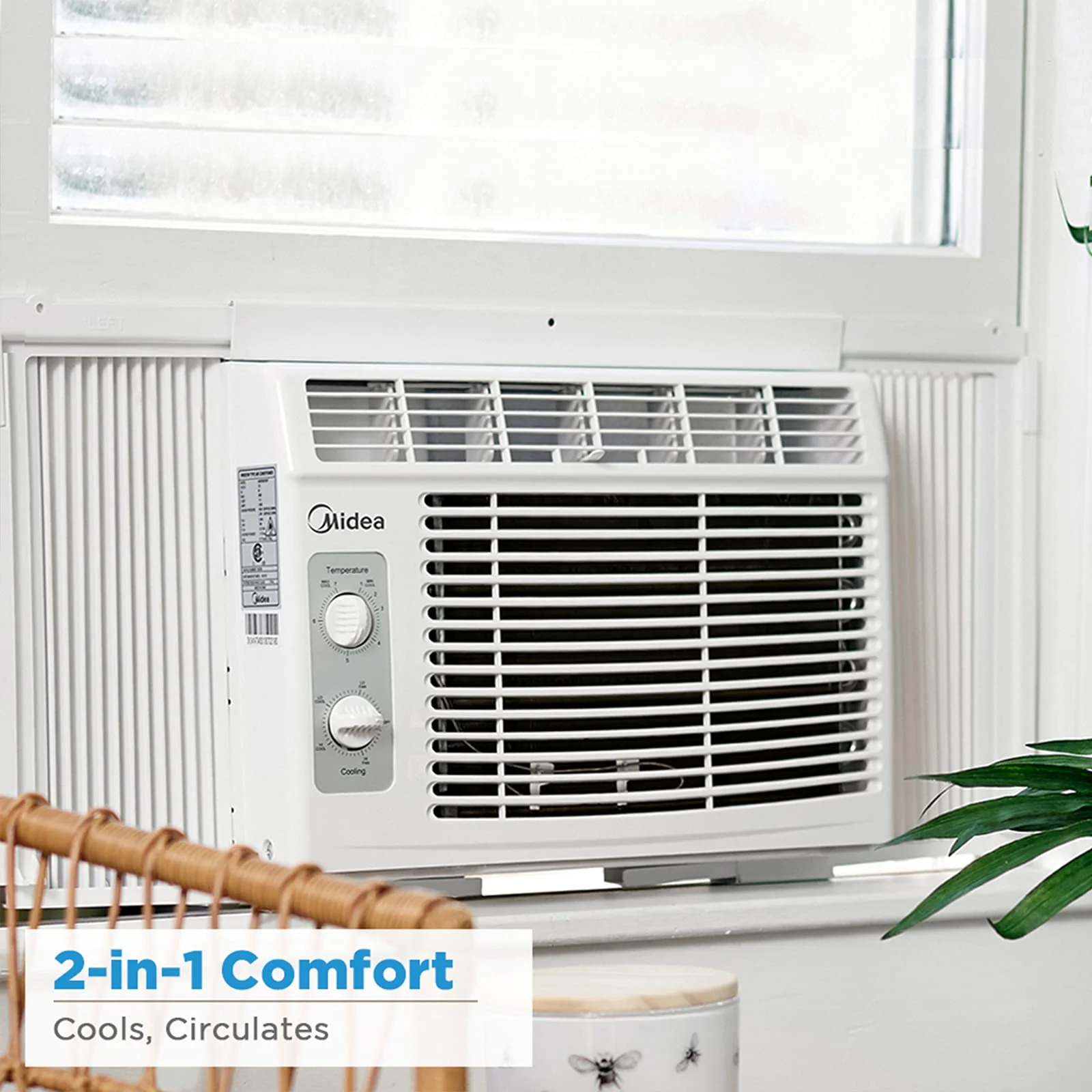 Midea 5,000 BTU EasyCool Small Window Air Conditioner - Cool up to 150 Sq. Ft. with Easy-to-Use Mechanical Controls and Reusable Filter, Perfect for Small Bedroom, Living Room, Home Office - Image 9