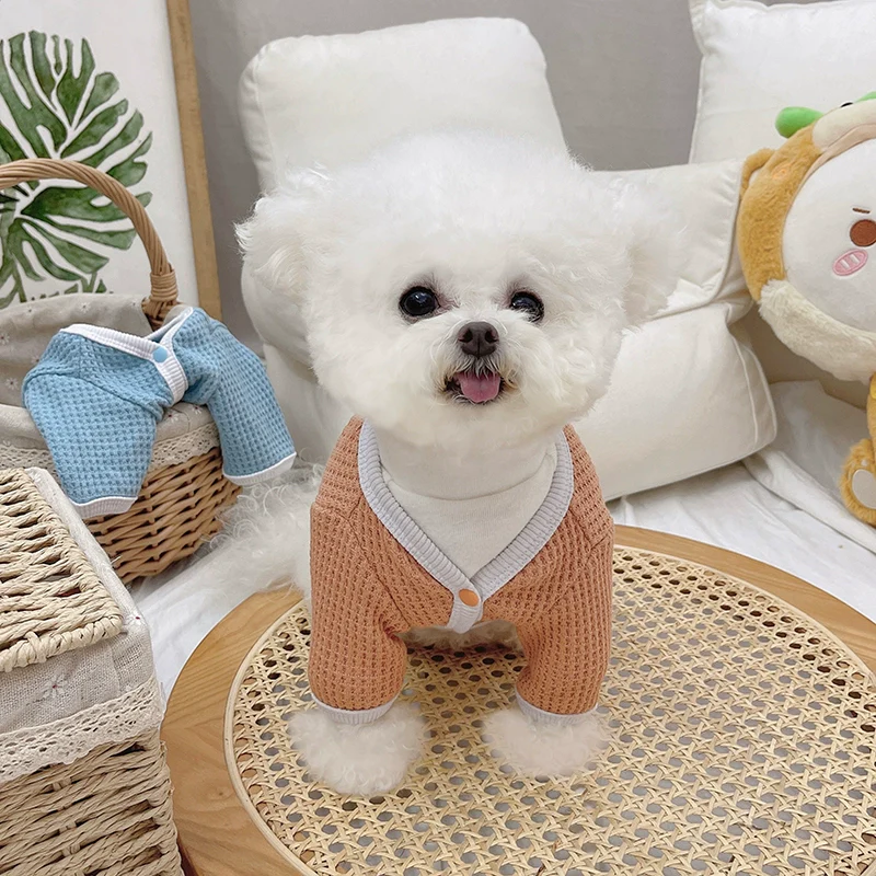 MIJIA Pet Clothes Fall and Winter New Arrival Candy Color Waffle Cardigan Teddy Bichon Dog Cat Heattech Outwear