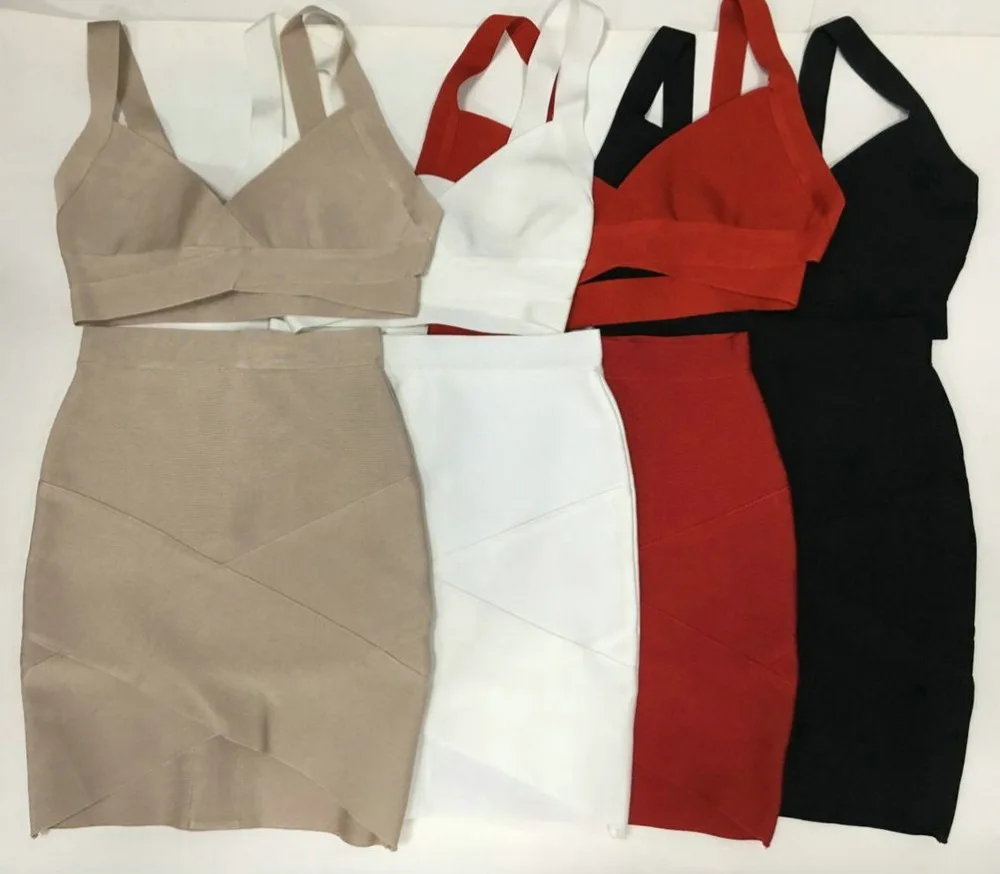 Mini Sexy Bodycon Women Bandage Dress Set Sleeveless Spaghetti Strap Celebrity Two Piece Sets Party Bandage Set Wholesale - Image 4