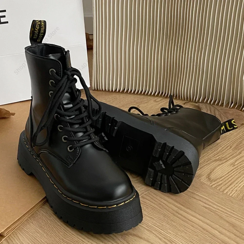 Minimalist Women Boots Casual Shoes Leather Chelsea ladies Classic Punk Female Goth Shoes High Platform Boots Women Botas Mujer - Image 6