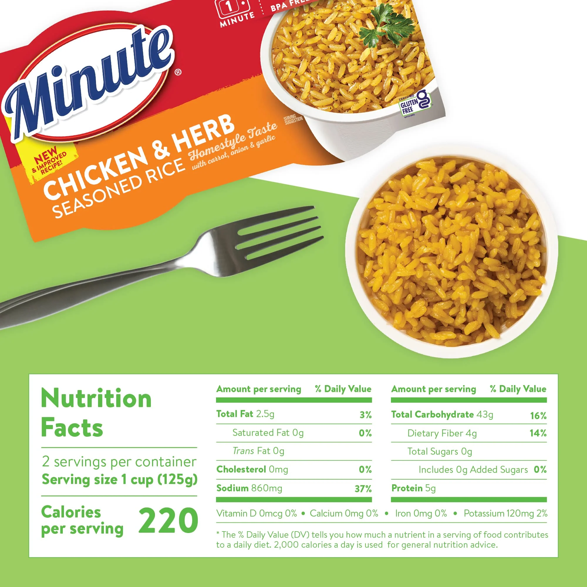 Minute Ready-to-Serve Chicken- and Herb-Flavored Rice, Microwavable Rice Cups, 4.4-Ounce Cups, 2 Count, (Pack of 8) - Image 3