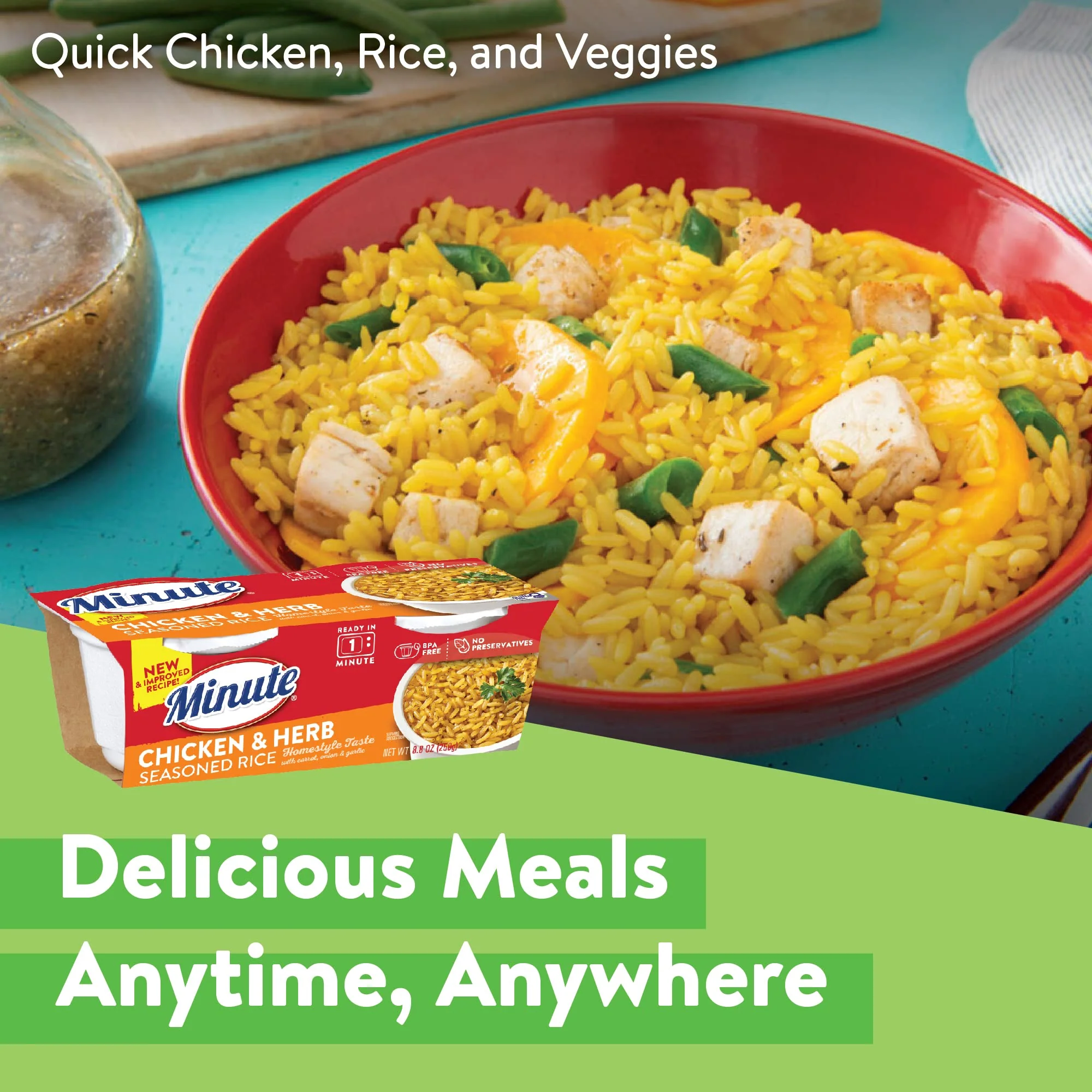 Minute Ready-to-Serve Chicken- and Herb-Flavored Rice, Microwavable Rice Cups, 4.4-Ounce Cups, 2 Count, (Pack of 8) - Image 4