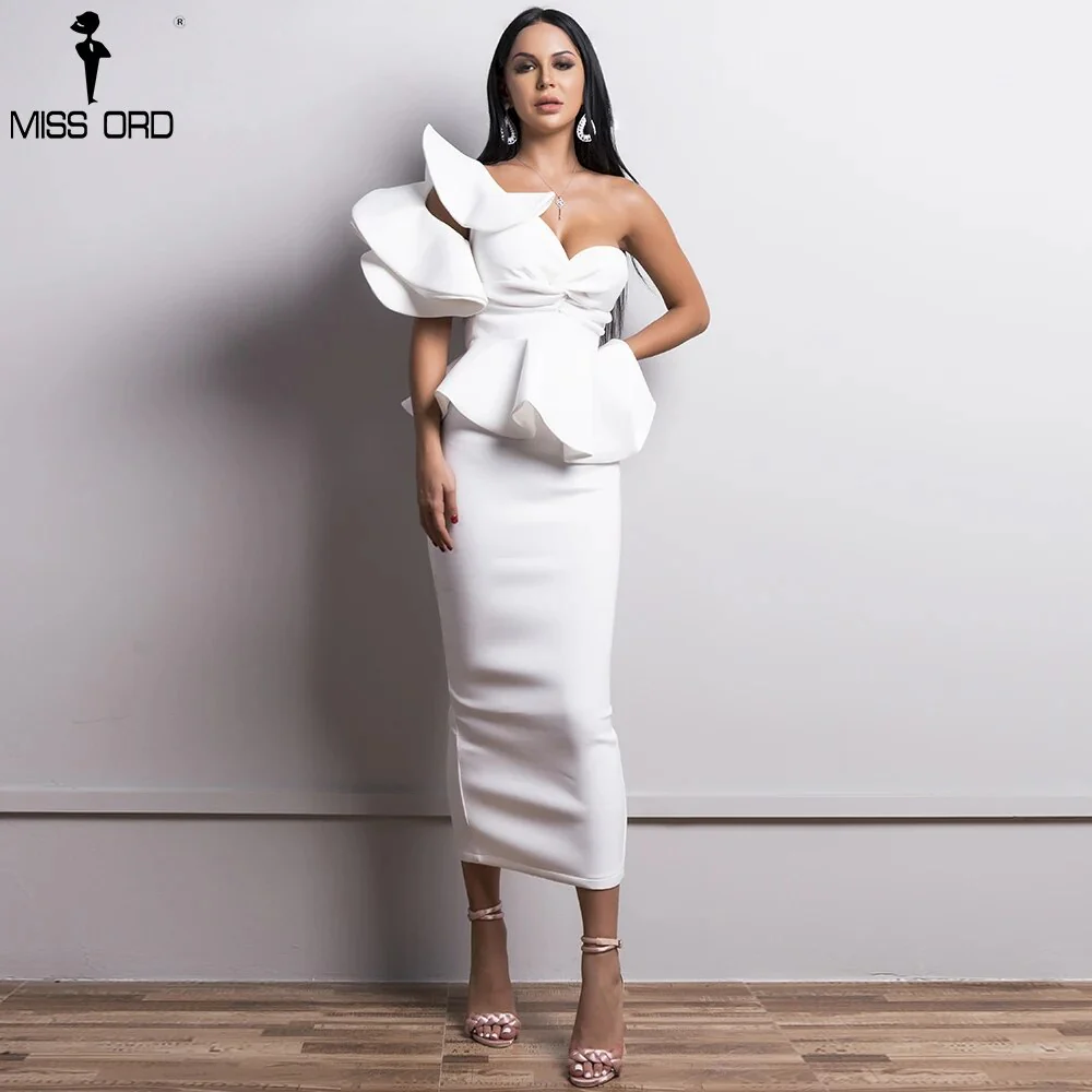 Missord Summer Red Wedding Party Midi Dresses Elegant Women One Shoulder Ruffles Bodycon Evening Prom Dress White Backless Gown - Image 9