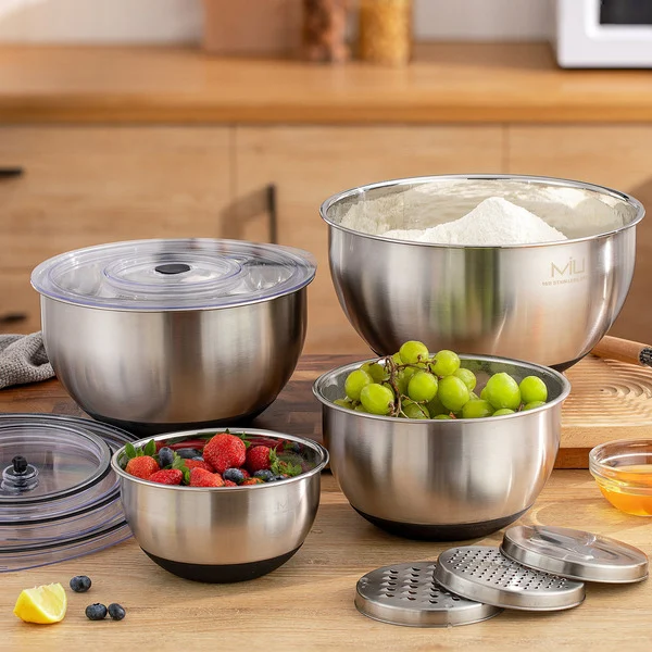 MIU Stainless Steel Mixing Bowls with Graters, Set of 4