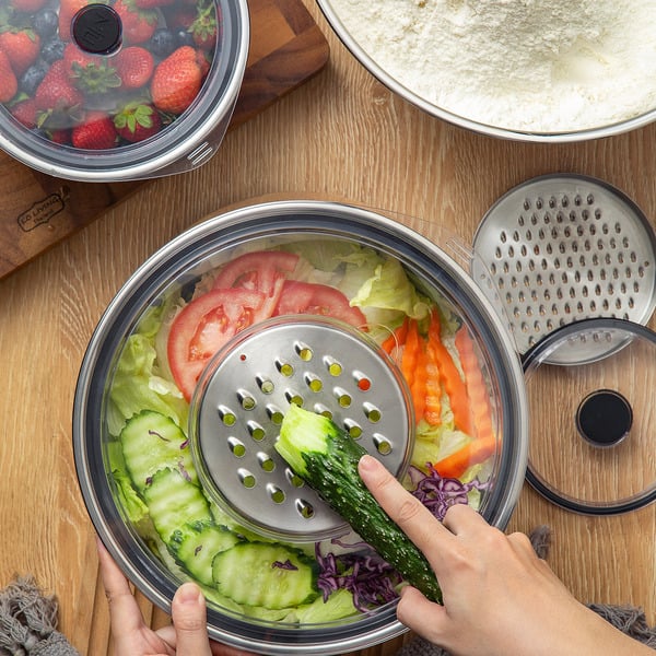 MIU Stainless Steel Mixing Bowls with Graters, Set of 4 - Image 3
