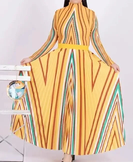 Miyake Pleated Suit Women's 2023 Spring Summer New Fashion Printing All-match Large Free Size Slim Top&Skirt 2 Pcs Set - Image 21