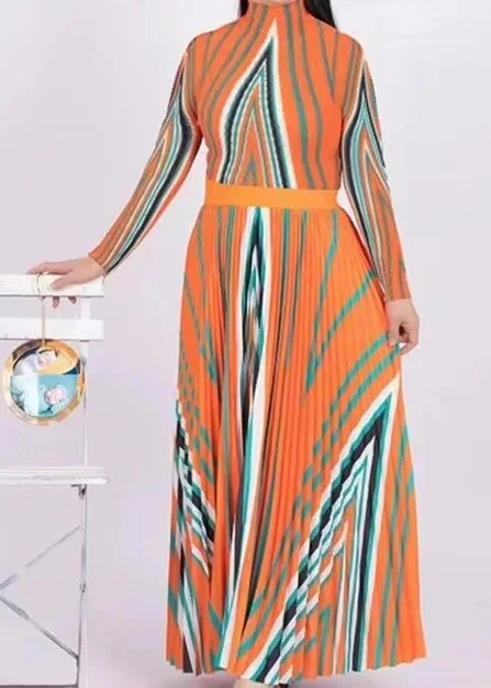 Miyake Pleated Suit Women's 2023 Spring Summer New Fashion Printing All-match Large Free Size Slim Top&Skirt 2 Pcs Set - Image 22