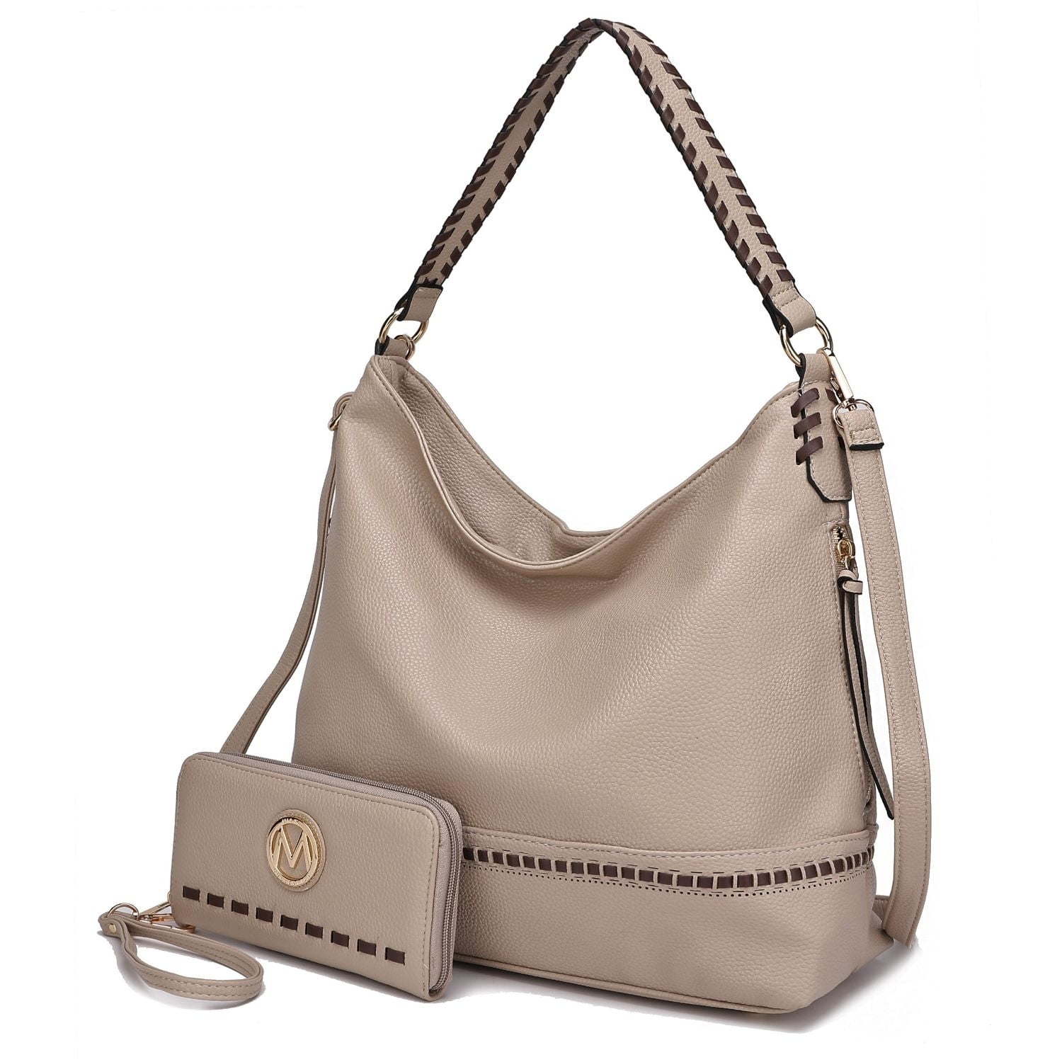 MKF Collection Blake two-tone whip stitches Vegan Leather Women's Shoulder bag with Wallet by Mia K- 2 pieces - Image 3