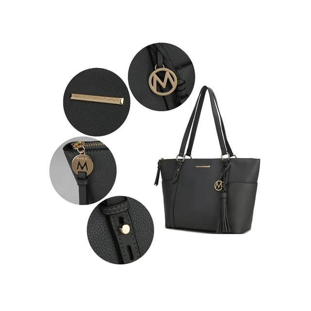 MKF Collection Women's Gloria Faux Leather Tote Bag and Wallet Set, 2-Piece, Charcoal - Image 3