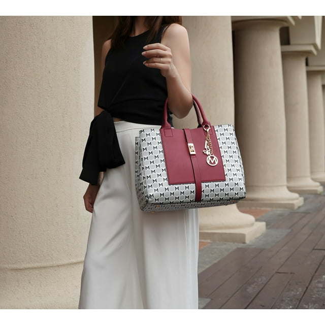 MKF Collection Yuliana Circular M emblem Print Satchel Handbag with Wallet by Mia K - 2 pieces - Image 2