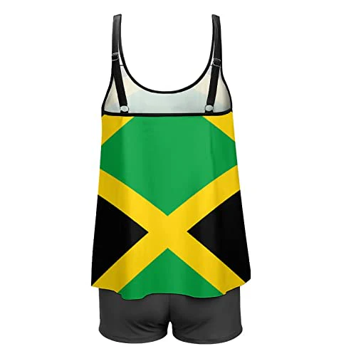 MLNHY Jamaican FlagWomen's Plus Size Two Piece Flowy Bikini with Shorts High Waisted Tummy Control, XX-Large - Image 5