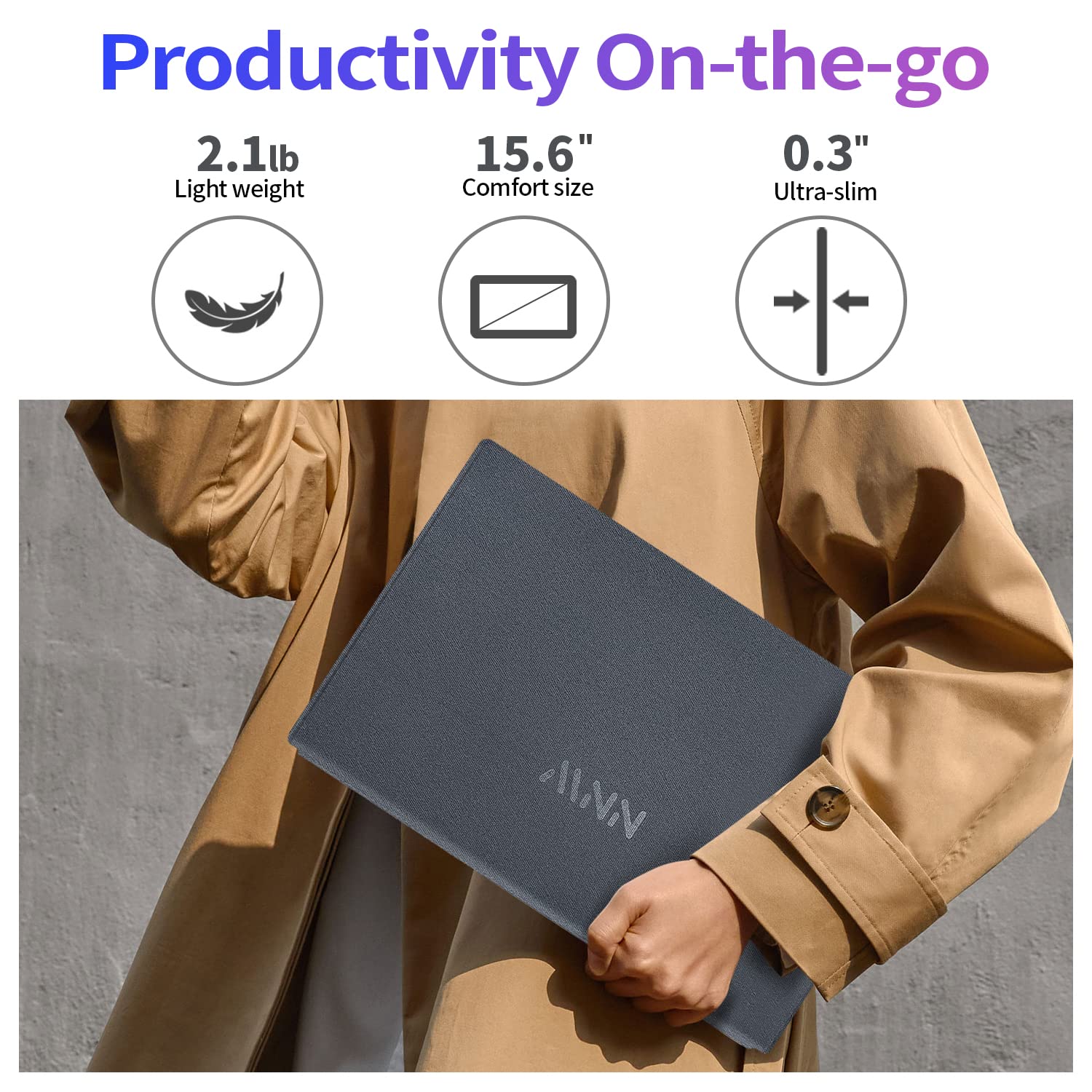 MNN Portable Monitor 15.6inch FHD 1080P USB C HDMI Gaming Ultra-Slim IPS Display w/Smart Cover & Speakers,HDR Plug&Play, External Monitor for Laptop PC Phone Mac (15.6'' 1080P) - Image 5