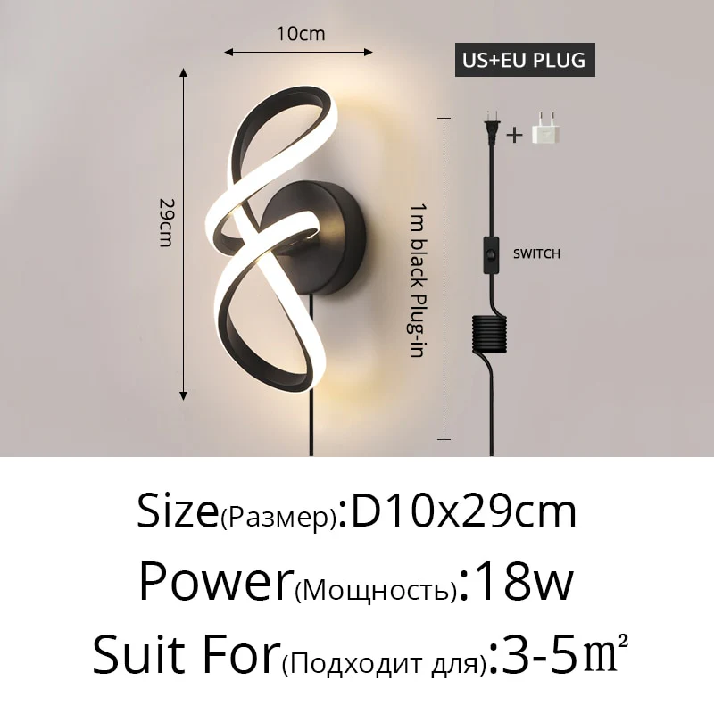 Modern Minimalist Wall Lamps Living Room Bedroom Bedside Luster AC90V-260V LED Indoor black white Lamp Aisle Lighting decoration - Image 10