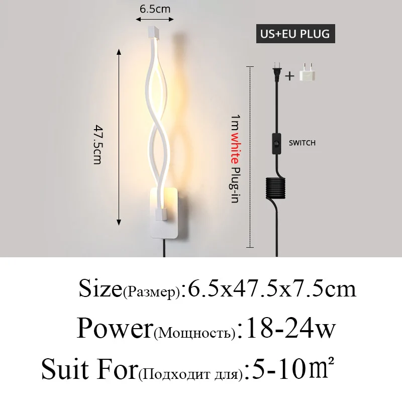 Modern Minimalist Wall Lamps Living Room Bedroom Bedside Luster AC90V-260V LED Indoor black white Lamp Aisle Lighting decoration - Image 3