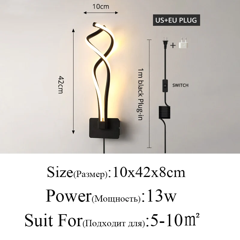 Modern Minimalist Wall Lamps Living Room Bedroom Bedside Luster AC90V-260V LED Indoor black white Lamp Aisle Lighting decoration - Image 4