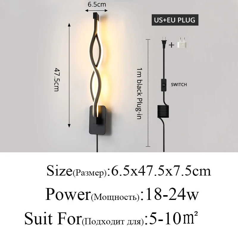 Modern Minimalist Wall Lamps Living Room Bedroom Bedside Luster AC90V-260V LED Indoor black white Lamp Aisle Lighting decoration - Image 5