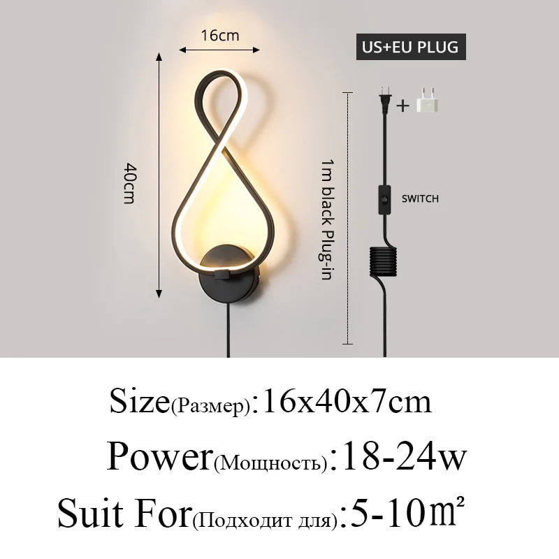 Modern Minimalist Wall Lamps Living Room Bedroom Bedside Luster AC90V-260V LED Indoor black white Lamp Aisle Lighting decoration - Image 7