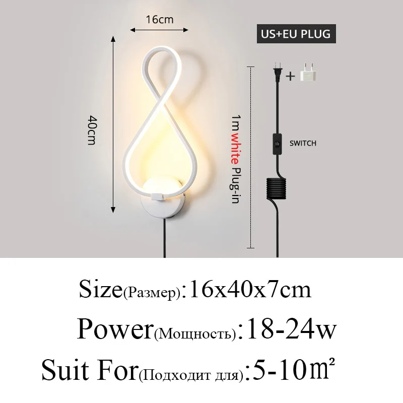 Modern Minimalist Wall Lamps Living Room Bedroom Bedside Luster AC90V-260V LED Indoor black white Lamp Aisle Lighting decoration - Image 8