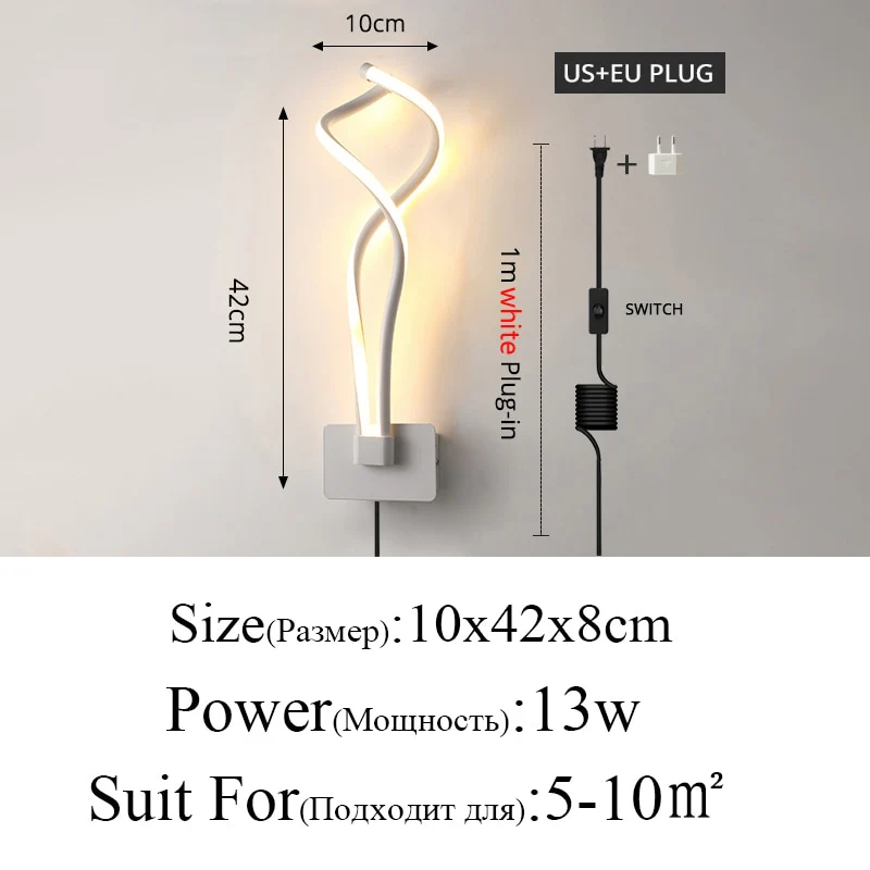 Modern Minimalist Wall Lamps Living Room Bedroom Bedside Luster AC90V-260V LED Indoor black white Lamp Aisle Lighting decoration - Image 9