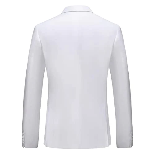 MOGU Mens 2 Piece Suit Slim Fit Double Breasted Blazer and Pants Tuxedo for Prom Wedding Groomsmen Business US Size Blazer Jakcet 36/Pants 32 White - Image 3