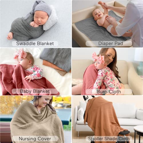 Momcozy Muslin Swaddle Blankets, Baby Swaddle Wrap for Baby Boys and Girls, 4-Pack Breathable and Skin-Friendly Baby Receiving Blankets, Baby Essentials, Registry & Gift, 47 x 47 inches - Image 6